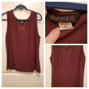 Brown vee neck knit tank top